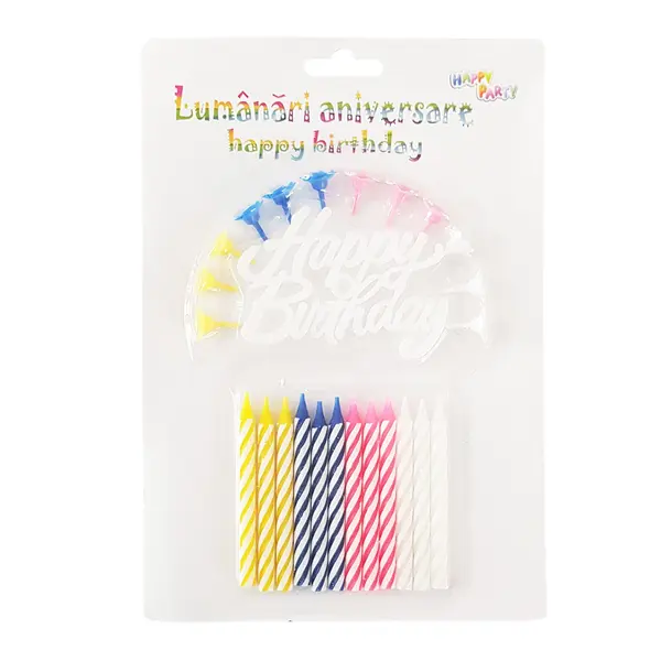 Lumanari aniversare Happy Birthday - mai multe culori | Sav Com
