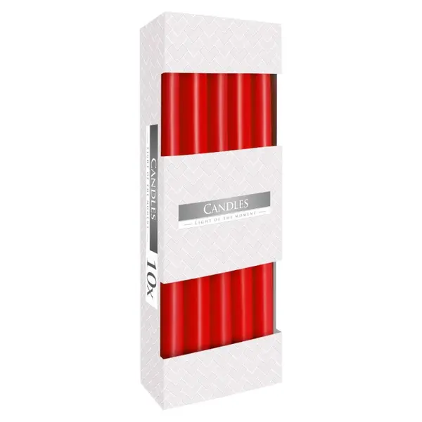Lumanari Conice Bispol Rosii, 10 Buc