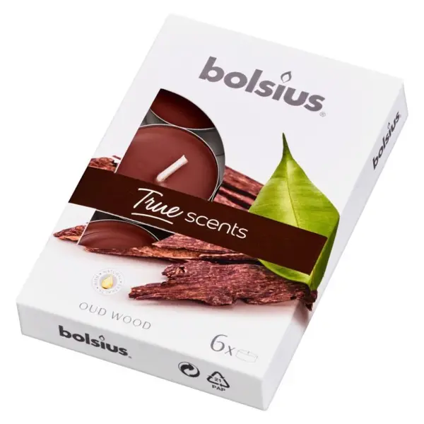 Lumanari Pastila 4h Bolsius - Lemn de Oud - 6 Buc