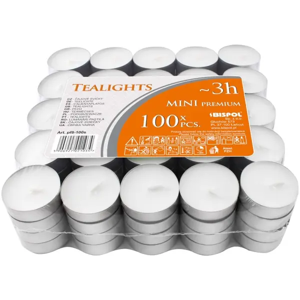 Lumanari Pastila Albe Bispol 3 Ore, 100 Bucati