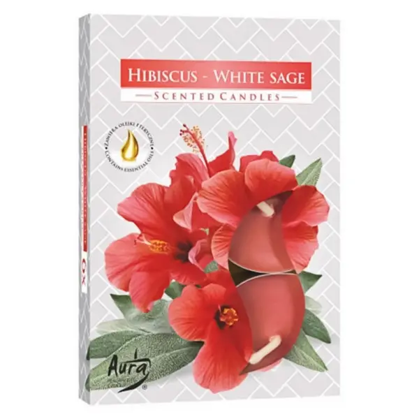 Lumanari Pastila, Hibiscus / Salvie Alba, 6 Bucati