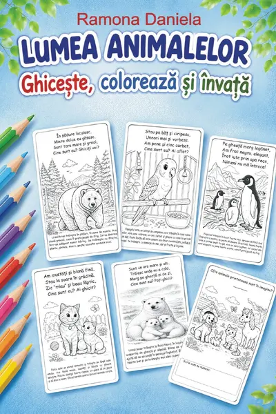 Lumea animalelor - Ghicește, colorează și învață