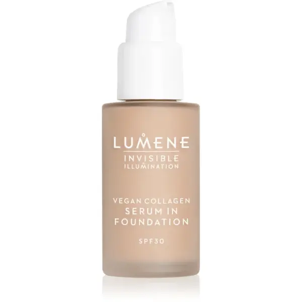 Lumene Invisible Illumination Vegan Collagen Serum in Foundation make-up cu textura usoara cu efect de nutritiv SPF 30 2 30 ml