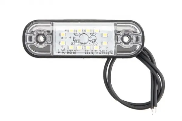 Lumina delimitare stanga dreapta, forma: oval, alb, LED, inaltime 24,2mm; latime 83,8mm; adancime 10,4mm lungime cablu 230mm, 12 24V (IP66 IP68)