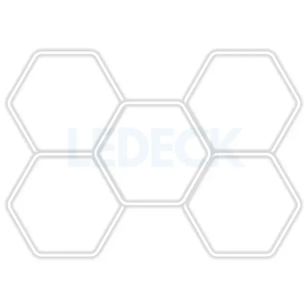 Lumina LED Hexagonala Profesionala Aluminiu- 5 Module 210x299CM - Service Auto, Detailing, Ateliere, Spatii Comerciale