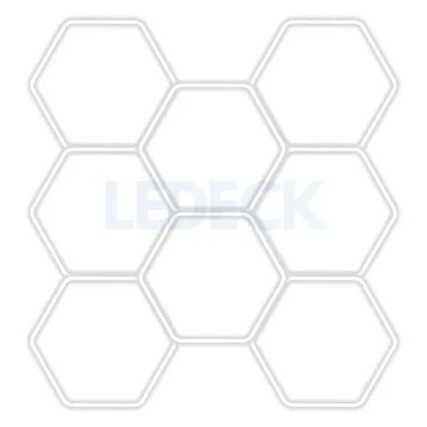 Lumina LED Hexagonala Profesionala Aluminiu - 8 Module 299x315CM - Service Auto, Detailing, Ateliere, Spatii Comerciale