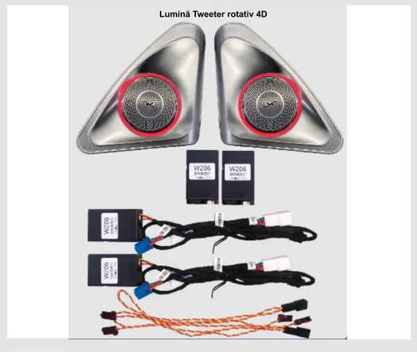 Lumini ambientale dedicate Mercedes-Benz C CLASS W206 2022-2025, RGB Acrilice 2 in 1 Statice cu efect RGB, Control din Aplicatie Bluetooth Display