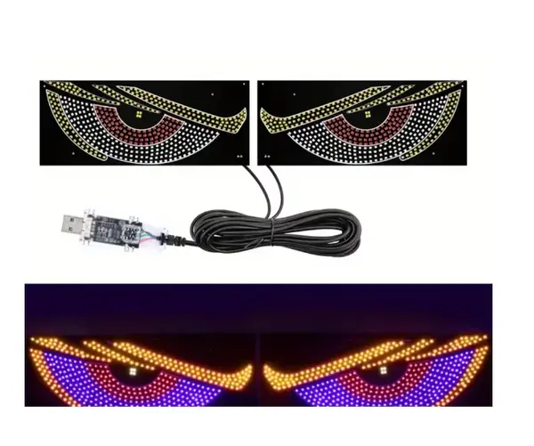 Lumini Ambientale LED Devil s Eye Auto USB - Efect Ochi Demon RGB, Iluminare Interior Masina Camion, Multicolor, PlugPlay