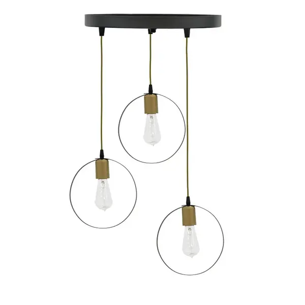 Lustra cu 3 lumini Kasper, negru-auriu, D30x79 cm