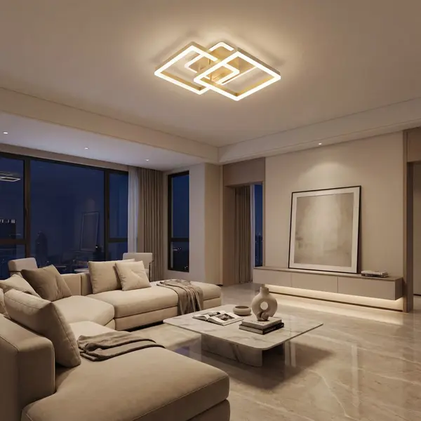 Lustra Led Auriu Sina 80w/4800lm 3000k/4000k/6500k cu Telecomanda 300+300mm - Default Title