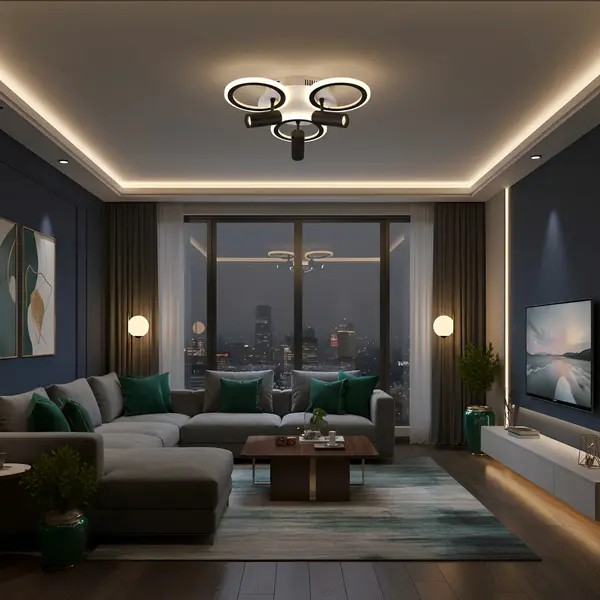 Lustra Led Neagra cu trei spoturi Carina 65w / cu Telecomanda - Default Title