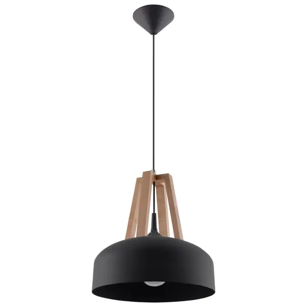 Lustra suspendata Casco din lemn, Negru 30x30x85 cm