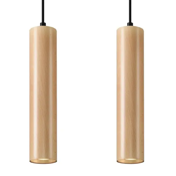 Lustra suspendata Lino din lemn, Natural 30x6x90 cm