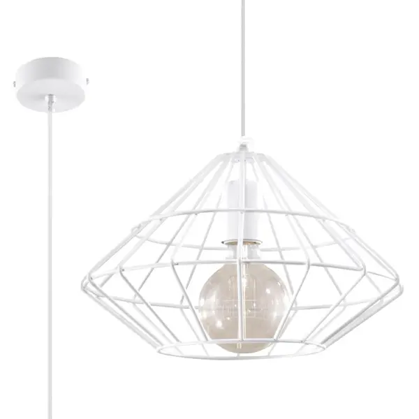 Lustra suspendata Umberto Alb 32x32x120 cm