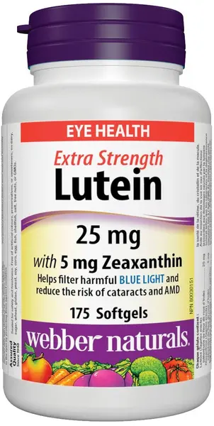 Lutein, 25 mg + Zeaxanthin, 5 mg, 175 capsule gelatinoase moi, Webber Naturals