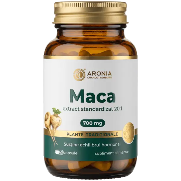 Maca 700 mg — 60 capsule cu extract concentrat din rădăcină de Maca pentru susținerea libidoului, echilibrului hormonal și vitalității | Plante Tradiționale