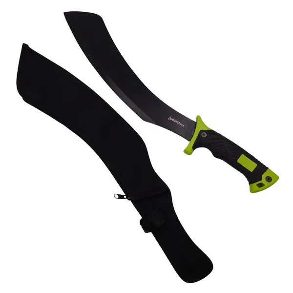 Maceta de vanatoare DEPOX , Hunter s Pride, 49 cm, otel inoxidabil, neagra, teaca inclusa