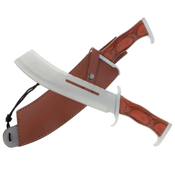 Maceta de vanatoare DEPOX , Last Blood, 40 cm, otel inoxidabil, maro, teaca piele inclusa