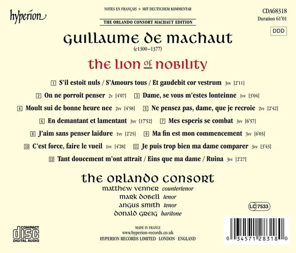 Machaut: The Lion of Nobility | The Orlando Consort