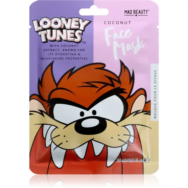 Mad Beauty Looney Tunes Taz mască textilă hidratantă cu efect antioxidant 25 ml