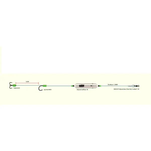 MADCAT Adjusta Basic River Rig Live Bait 1.00mm Nr.2/0-8/0 160cm 40g