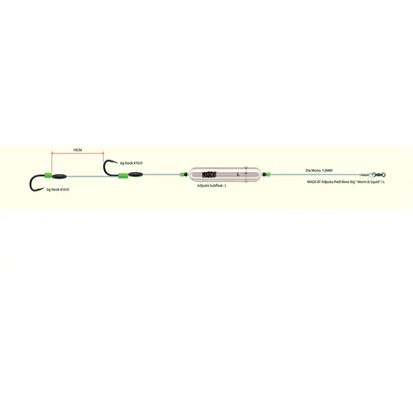 MADCAT Adjusta Profi River Rig Worm & Squid 1.00mm Nr.10/0 180cm 60g