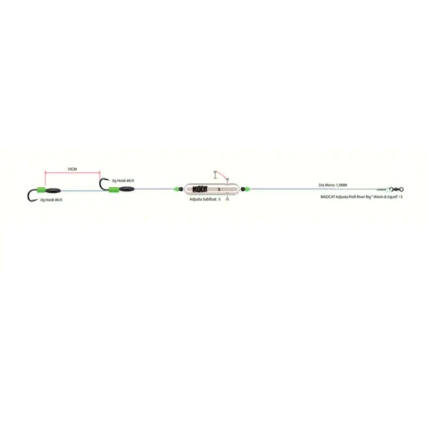 MADCAT Adjusta Profi River Rig Worm & Squid 1.00mm Nr.6/0 180cm 20g