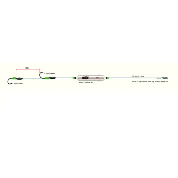 MADCAT Adjusta Profi River Rig Worm & Squid 1.00mm Nr.8/0 180cm 40g