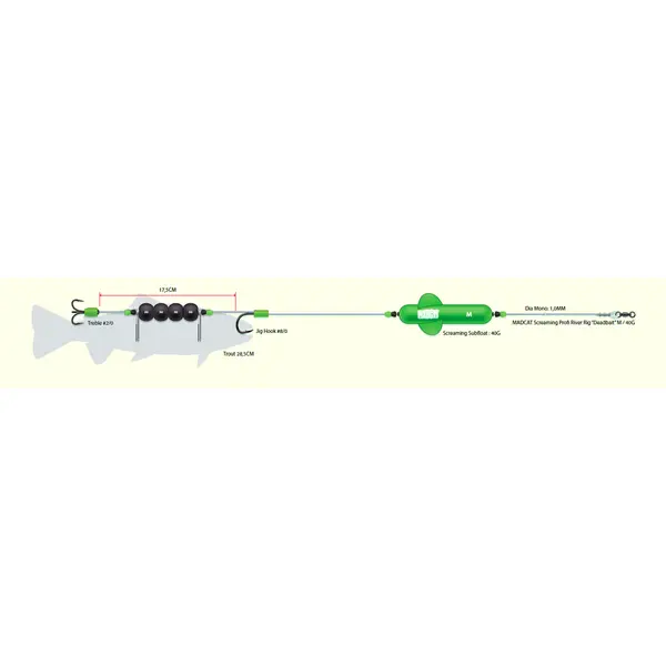 MADCAT Screaming Profi River Rig Deadbait 1.00mm Nr.2/0-8/0 180cm 40g