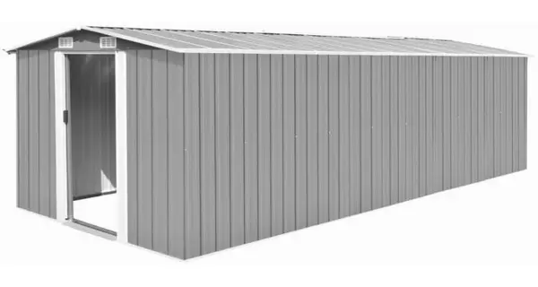 Magazie de gradina 257 x 580 x 181 cm, metal, gri