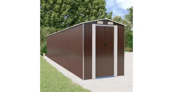 Magazie de gradina, maro inchis, 192x938x223 cm, otel galvanizat