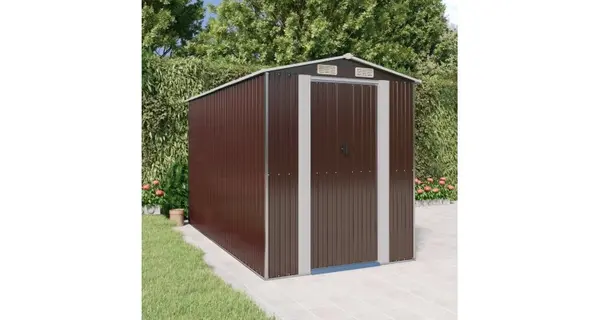 Magazie metalica de gradina, maro inchis, 192x357x223 cm, otel galvanizat