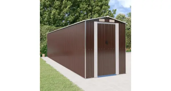 Magazie metalica de gradina, maro inchis, 192x772x223 cm, otel galvanizat