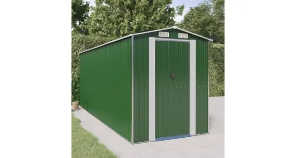 Magazie metalica de gradina, verde, 192x523x223 cm, otel zincat