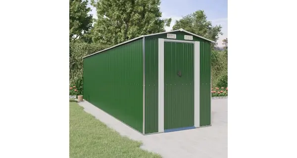 Magazie metalica de gradina, verde, 192x689x223 cm, otel zincat
