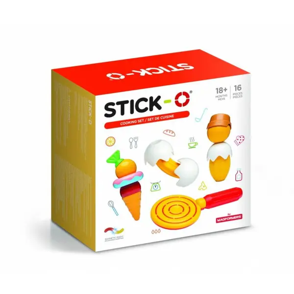 Magformers Set constructie magnetic Magformers Blocks Stick-O Cooking set 16 piese, 16 piese, tema gatit, pentru prescolari