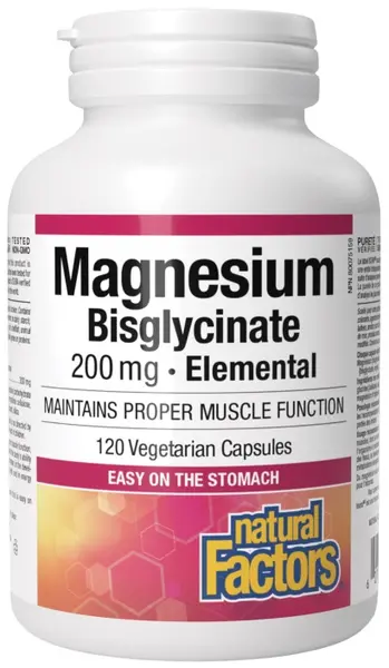 Magnesium Bisglycinate, 200 mg, 120 capsule, Natural Factors