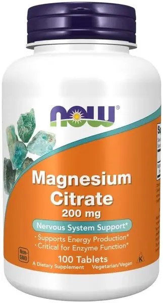 Magnesium Citrate, 200 mg, 100 tablete, Now