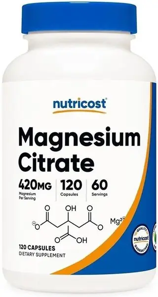 Magnesium Citrate, 420 mg, 120 capsule, Nutricost