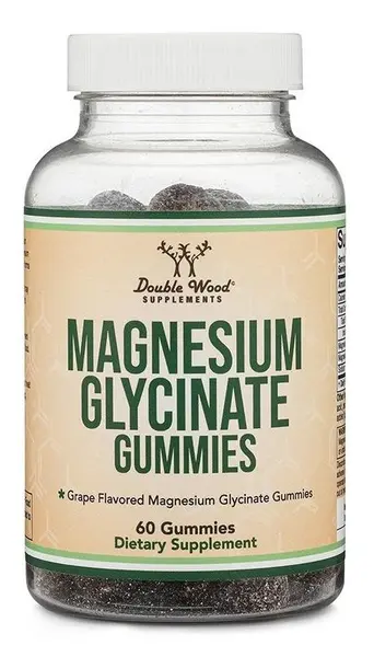 Magnesium Glycinate, struguri, 60 tablete gelatinoase, Double Wood