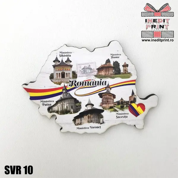 Magnet de frigider Manastiri din Romania SVR10- 9,5x6,5 cm