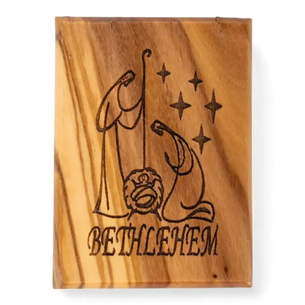 Magnet din lemn „Bethlehem” – scenă minimalistă a Nașterii - Default Title