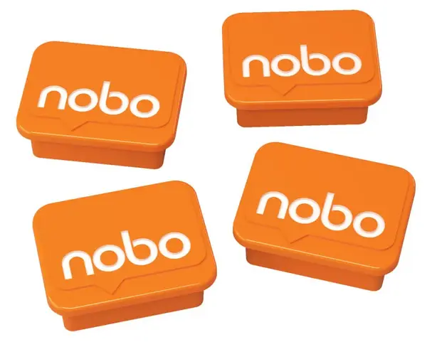 Magneti pentru table NOBO, 18x22 mm, sustin 4 coli, 4 buc/set, portocaliu Magneti pentru table NOBO, 18x22 mm, sustin 4 coli, 4 buc/set, portocaliu