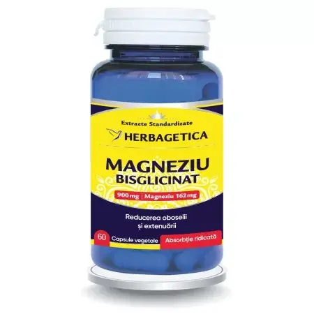 Magneziu Bisglicinat, 60 capsule vegetale, Herbagetica