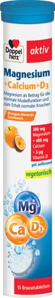 Magneziu + Calciu + D3, 15 comprimate efervescente, Doppelherz