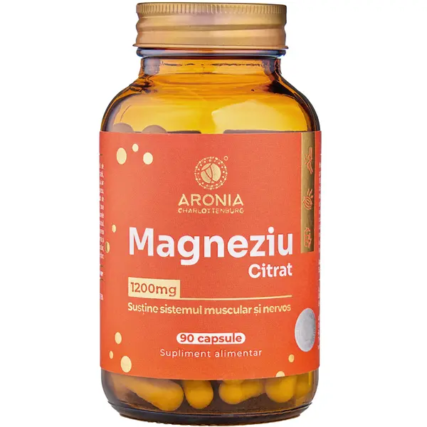 Magneziu Citrat la 1200 mg - 90 capsule pentru relaxare musculară, echilibru nervos și confort digestiv