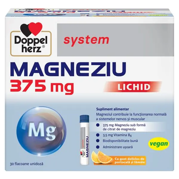Magneziu lichid 375 mg, Doppelherz System | 30 flacoane