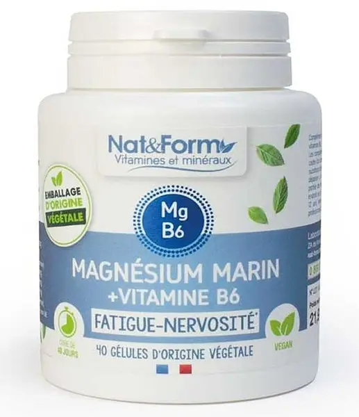 Magneziu marin + Vitamina B6, 40 capsule, Nat&Form