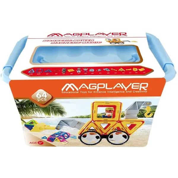 MAGPLAYER Joc de constructie magnetic - 64 piese