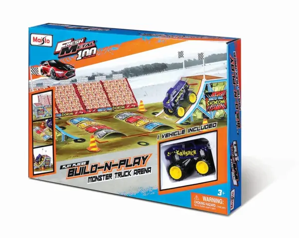 MAISTO FRESH METAL 100 SET DE CONSTRUCTIE PISTA MONSTER TRUCK CU 1 VEHICUL INCLUS